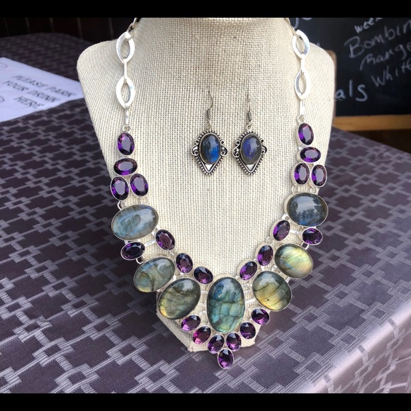 SOLD Labradorite & Amethyst Necklace - Picture 8 of 8